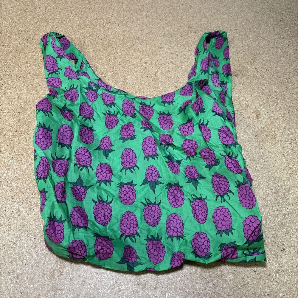 Baggu Standard Reusable Bag Green Raspberry No Pouch Sold Out Rare H2F D2